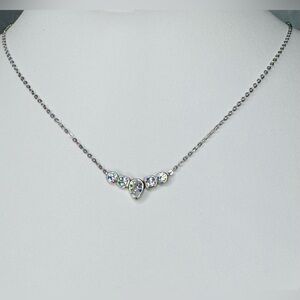Chic 18K White Gold and Sterling Silver Necklace with CZ Rated 5A